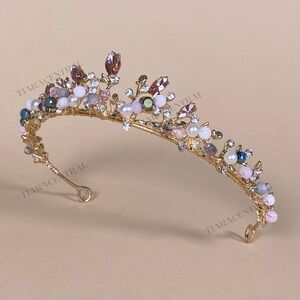 Elegant Gold and Peachy Pink Tiara